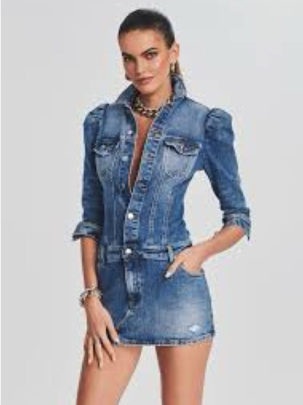 Retrofete Italy Denim Jacket Dress - Blue Women Jeans Dress Excellent condition.